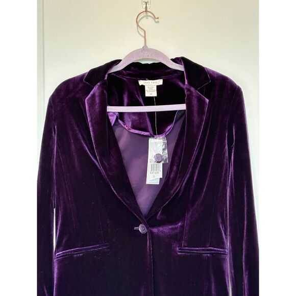 NWT Joan Vass Purple Velvet Single Button Blazer Size Small - Picture 6 of 9